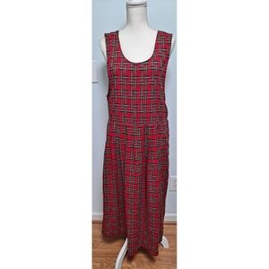 Vtg Bryn Connelly Red Plaid Modest Jumper Womens Dress Sz 8  Pockets